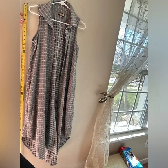 Ethereal Plaid Collared High Low sleeveless button up dress women’s size Large - Picture 8 of 12